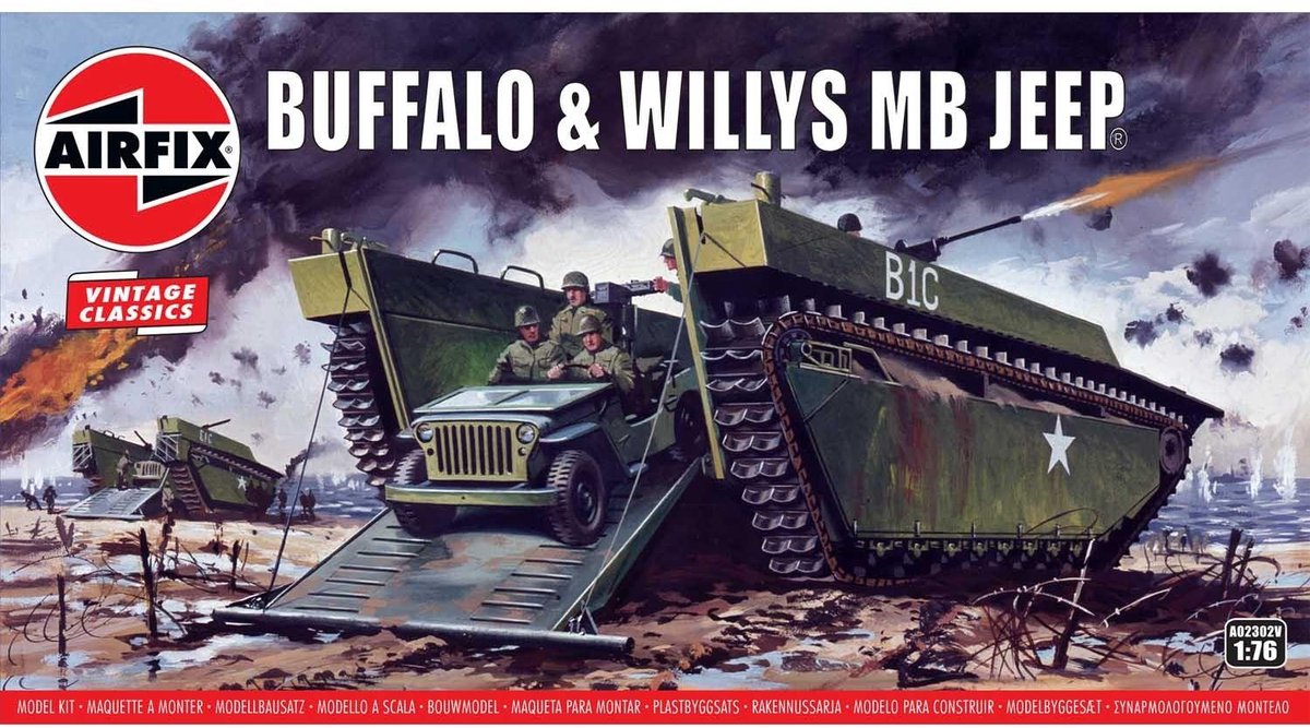 Airfix Modellbausatz Militärfahrzeuge – 02302v Buffalo – Willys MB Jeep Kunststoff – 1:76 – Modellbau
