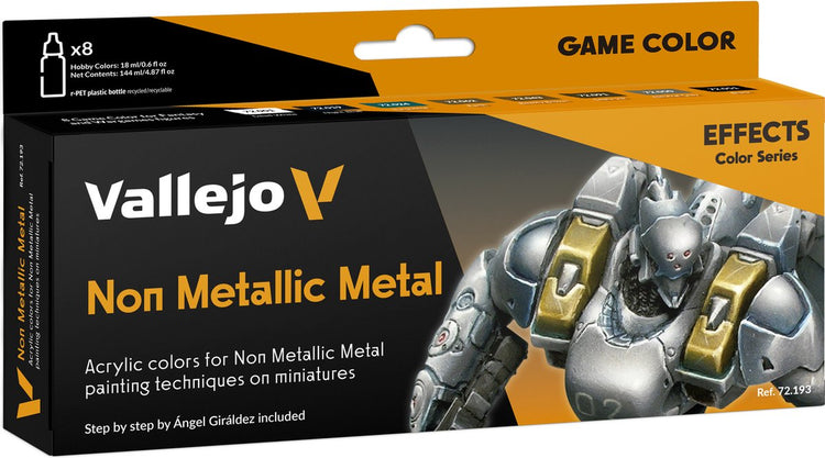 Vallejo Hobbyfarbe Acrylfarbe – 72193 Nichtmetallisches Metall für Fantasy und Wargames – Spielfarbe – Acrylset – 8x Farbset – 8x 18 ml