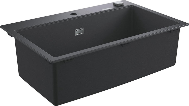 Grohe k700 Verbundspüle – 78 cm – Einbau – mit Überlauf und automatischem Abfluss – Granitschwarz