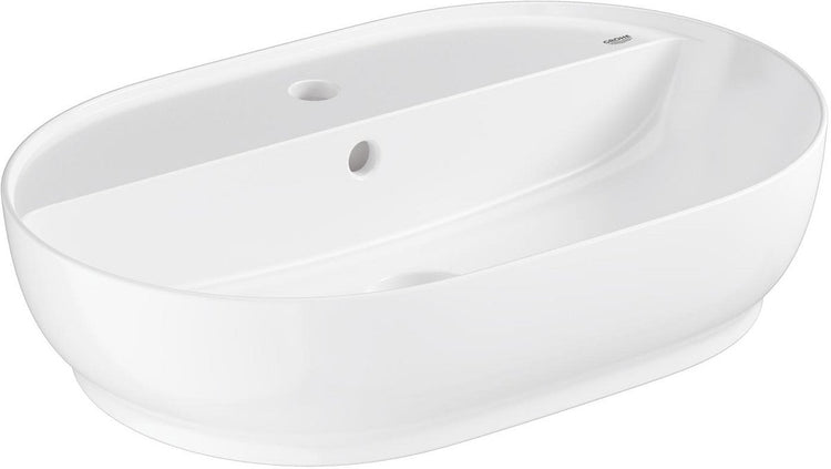 Grohe Essence Aufsatzwaschtisch – 50 cm – mit Hahnlochüberlauf – Keramik glänzend – Aquaceramic Hyperclean – Weiß