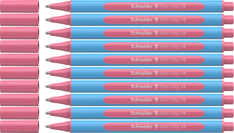 Schneider Schreibgeräte Schneider Kugelschreiber – Schiebekante Pastell – Feder XB – Schreibfarbe Pastell Flamingo – 10 Stück – S-152222-10