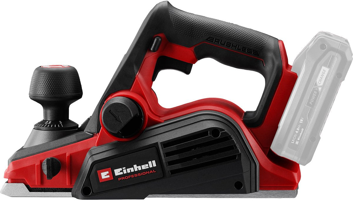 Einhell Profi-Akku-Hobel TP-PL 18 3 LI BL Solo – Power X-Change – 18 V Li-Ion – Hobelbreite: 82 mm – maximale Schnitttiefe: 3 mm – exkl. Akku und Ladegerät