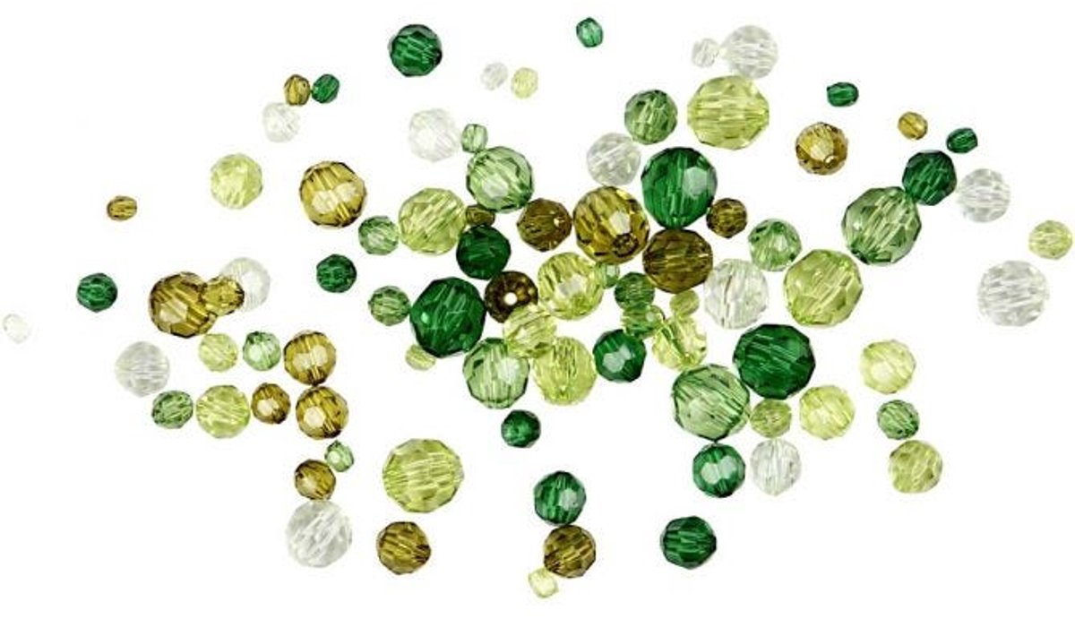 Creativ Company Facettenperlen mischen Green Glitter, 45 Gramm