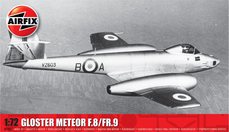 Airfix Modellbausatz Militärfahrzeuge – 04067 Gloster Meteor F.8 Fr.9 – Kampfjet aus Kunststoff – 1:72 – Modellbau