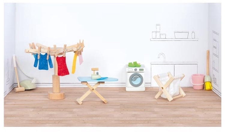 Goki Holz Poppenhuis Möbel Wachs Raumzubehör