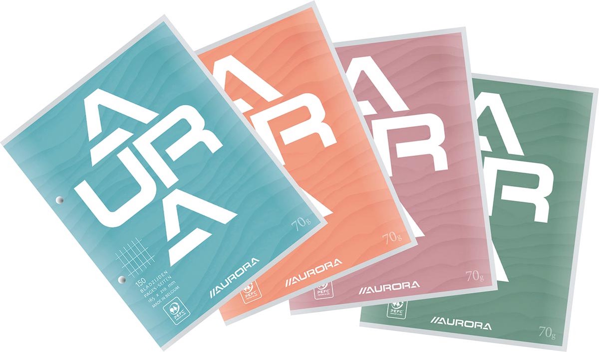 Aurora-Kursblock, ft 16,5 x 21 cm, 75 Blatt, 2-Loch-Perforation, handelsüblich kariert 10 Stück
