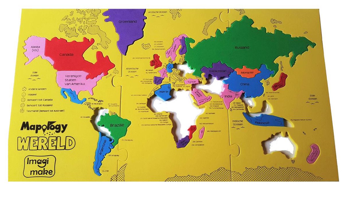 Imagimake Schaumstoffpuzzle größte Länder der Welt 68 Teile