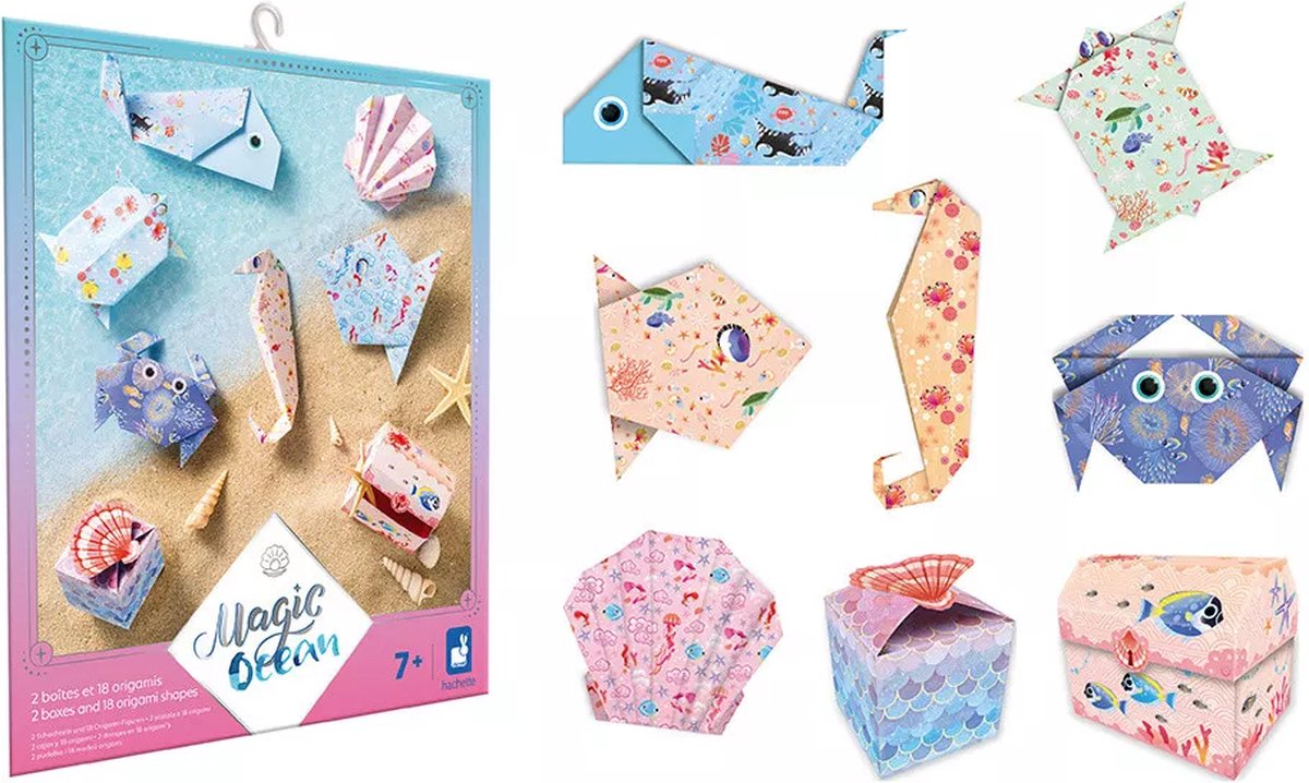 Janod – magischer Ozean – Origami – basteln Sie 2 Kisten und 18 Origami-Figuren
