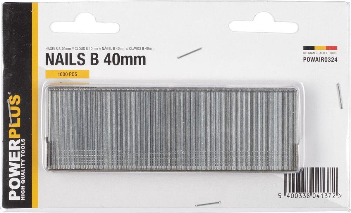 Powerplus powair0324 Nägel – für Tackernagler – Typ B – 40 mm – 1000 Stück