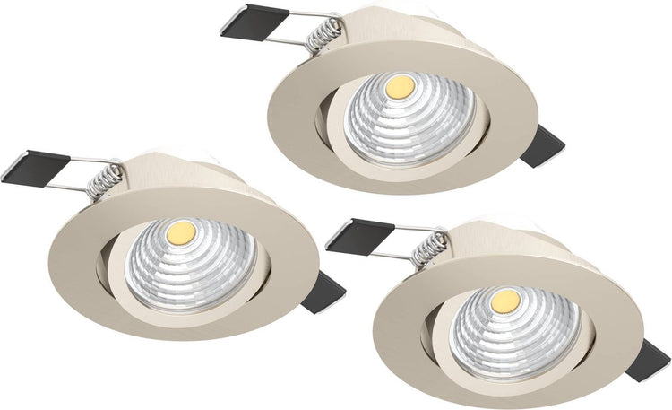 Eglo Saliceto Einbaustrahler – LED – ø 8,8 cm – grau – dimmbar – Set à 3 Stück – neigbar