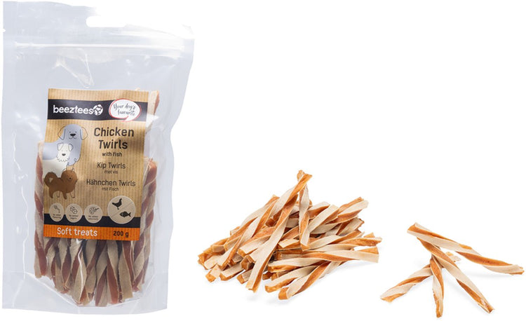 Beeztees Leckerli Hähnchenwirbel mit Fisch – Hundekekse – Hundeleckerlis – Hundesnacks – 200 Gramm