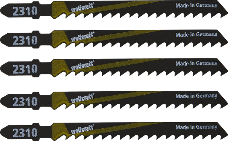 Wolfcraft – 5 Stichsägeblätter – Stichsägeblatt T-Schaft – 100 mm – 2360000