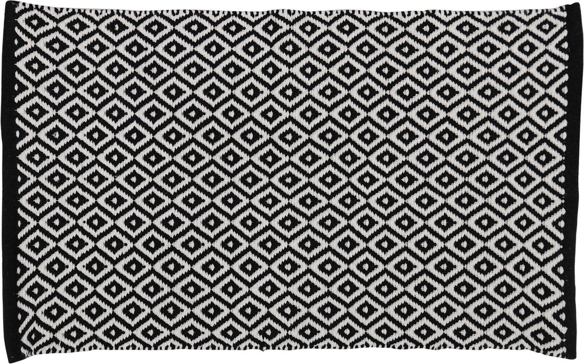 Differnz Wales Badematte, 100 % Baumwolle, Schwarz und Weiß, 50 x 80 cm