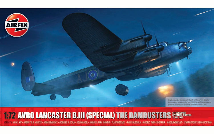 Airfix-Modellbausatz für Militärfahrzeuge – 09007A Avro Lancaster B.III Special – The Dambusters 617 Squadron Operation Chastise 17. Mai 1943 aus Kunststoff – 1:72 – Modellbau