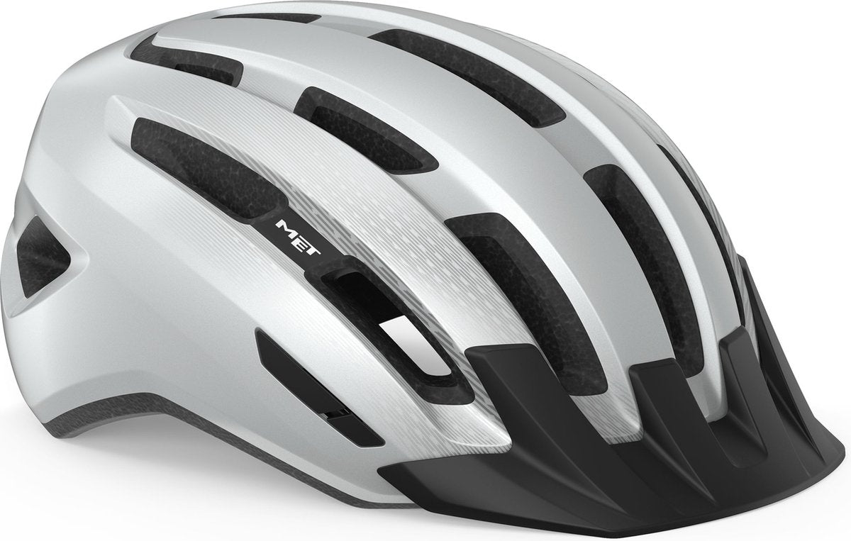 Mit Downtown Fahrradhelm Herren Damen – Fahrradhelm Rennrad Erwachsene – E-Bike – Trekking – Größe M L (58-61cm) – Weiß glänzend (Weiß)