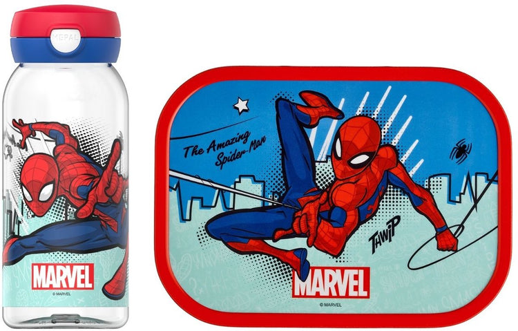 Mepal Lunchset (Trinkflasche mit Flip-Cap-Brotdose) Campus – 600 + 750 ml – Lunchbox und Trinkbecher für Kinder – Bento-Box – Trinkflasche mit Flip-Cap – Spiderman