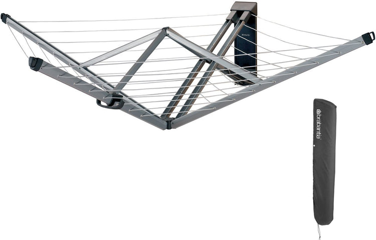 Brabantia Wallfix Wand-Wäscheständer – mit Schutzhülle – 24 m – Metallic-Grau