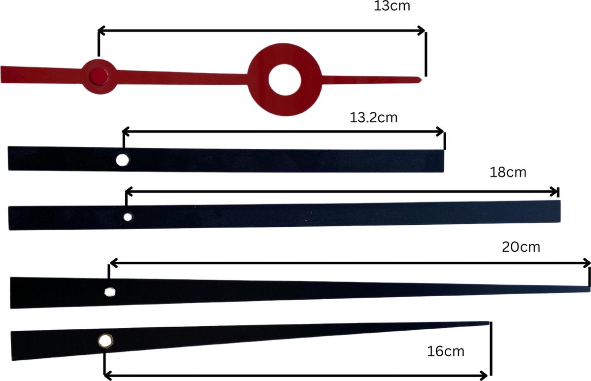 Nexttime DIY – Uhrenteile – Set XL – Metall – Schwarz – geräuschloses Uhrwerk + Zeiger