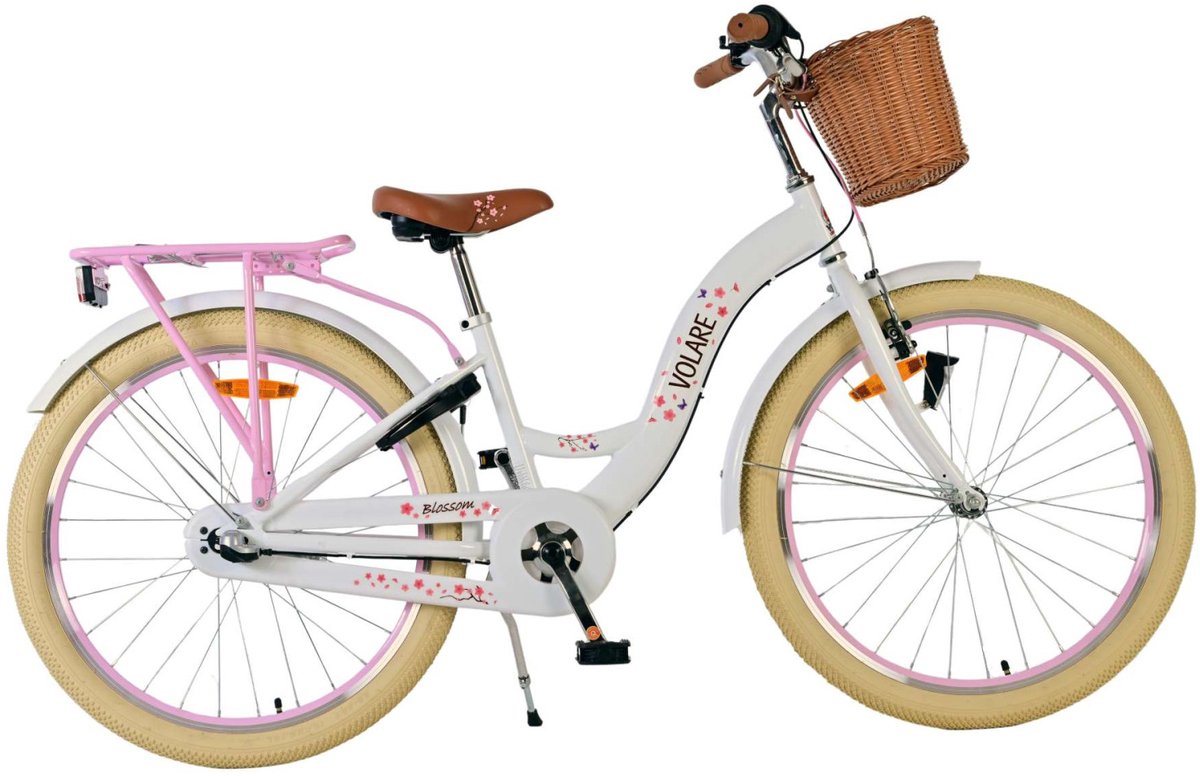 Volare Blossom Children's Bicycle - Mädchen - 24 Zoll - Weiß - 3 Zahnräder