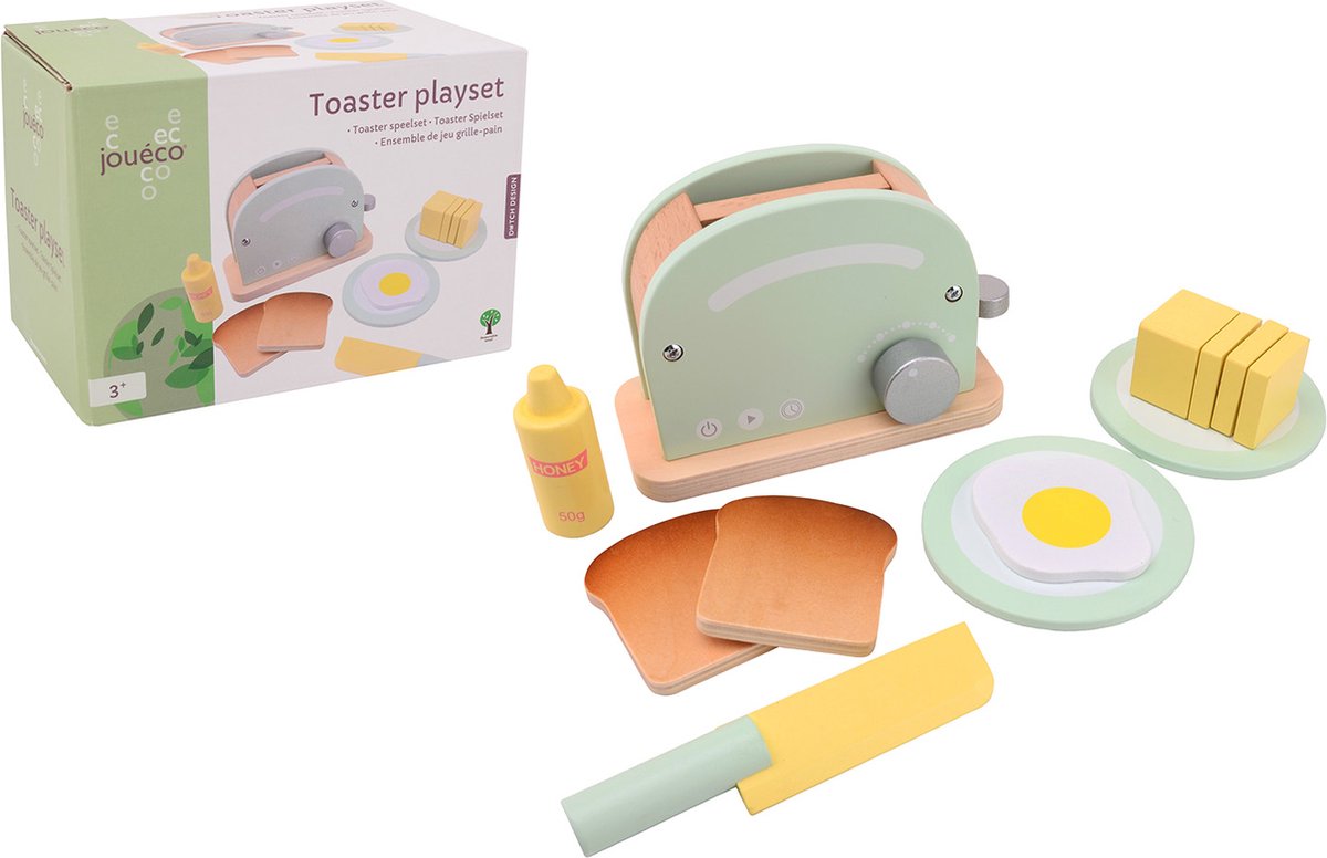 Jouéco spielset Toaster Junior 18,5 x 13 cm Holz 6-teilig