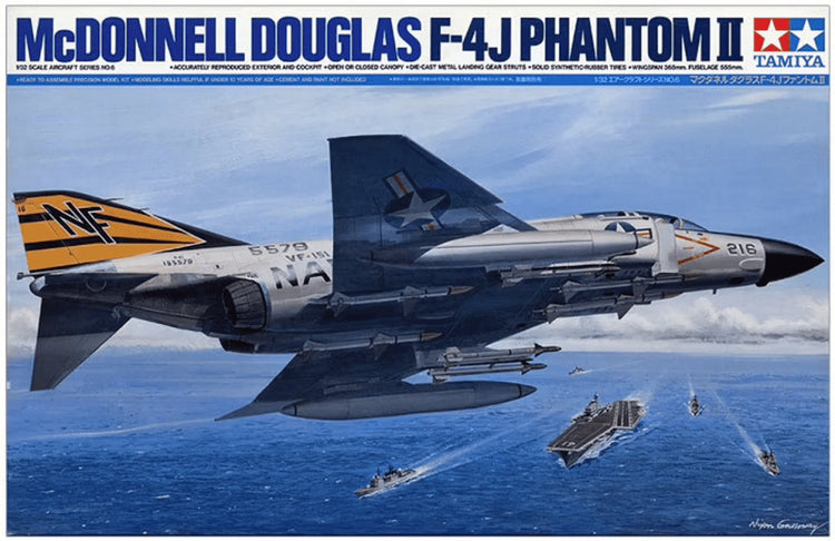 Tamiya Modellbausatz Militärfahrzeuge – 60306 McDonnell Douglas F-4J Phantom II Flugzeug aus Kunststoff – 1:32 – Modellbau