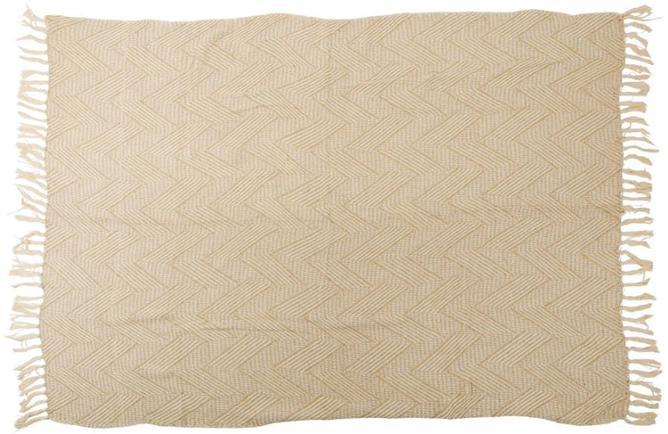 Arti Casa Baumwollplaid – 130 x 170 cm – Dekodecke mit Fransen – Baumwolle – Beige Natur
