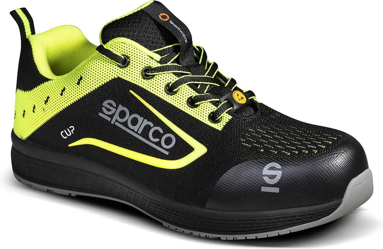 Sparco Cup Nurburg – leichter S1P-Sicherheitsschuh mit atmungsaktivem Jacquard und sportlichem Stil – Schwarz 43