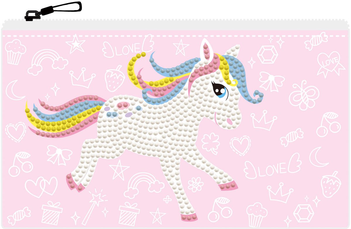 Diamond dotz® Diamond Dotz Federmäppchen mit Reißverschluss – Pony Frolic – kreatives Bastelset.