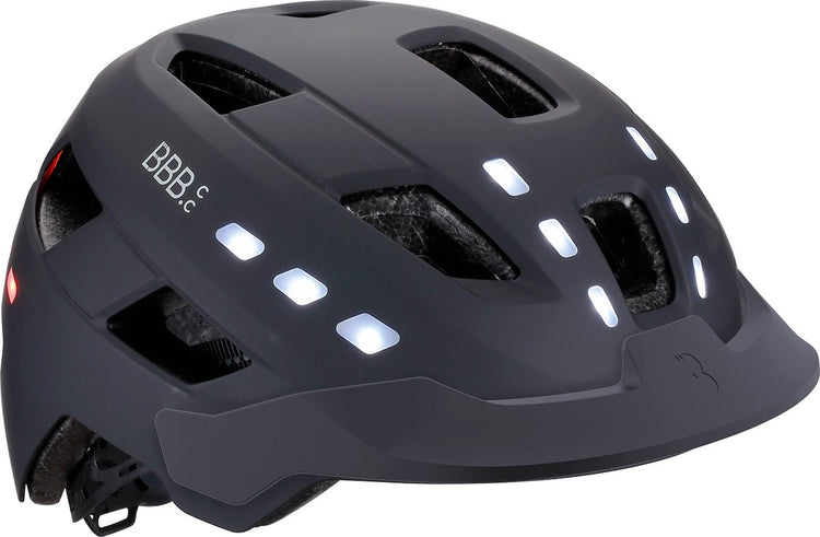 Bbb Fahrradhelm mit Beleuchtung – District LED – E-Bike-Helm für Männer und Frauen – ABS-Schale – mittelgroß: 54–60 cm – mattschwarz – bhe-162