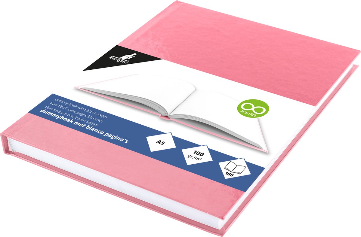 Kangaro-Schnullerbuch – A5 – Pastellrosa – 160 leere Seiten – Hardcover – Skizzenblock – k-5353