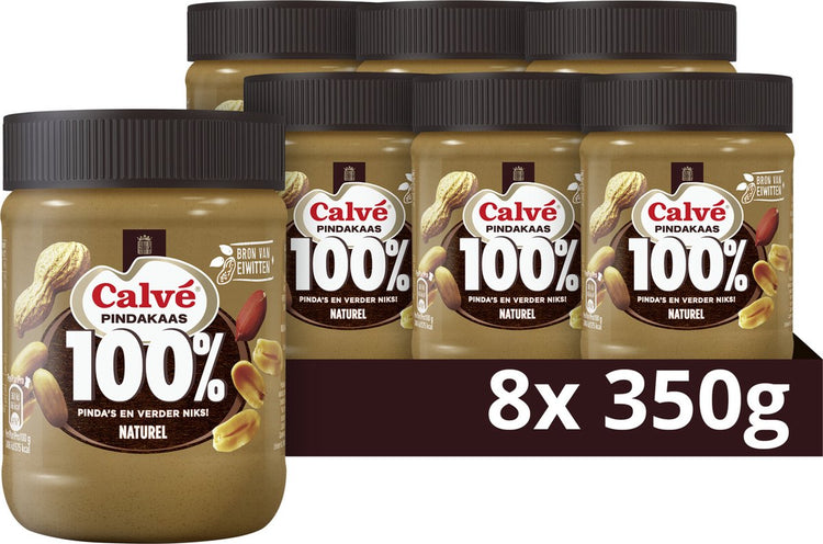 Calvé Erdnussbutter – 100 % natürlich – 8 x 350 g – Vorteilspackung
