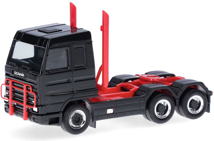 Herpa Scania 143 Streamline 3a.+ Dachträger und Auspuff, schwarz rot