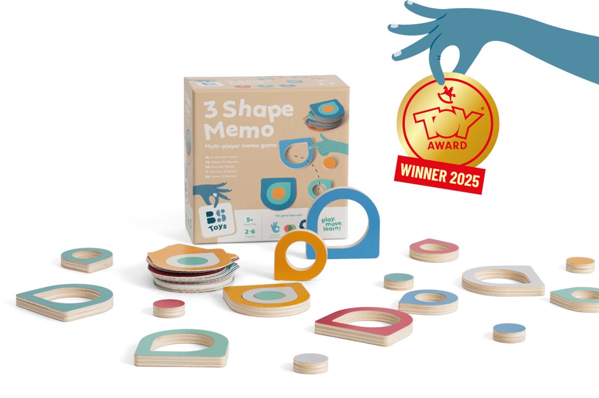 Bs Toys 3-Formen-Memo – 3-Formen-Memo – Gewinner des Spielzeugpreises – Memory-Spiel – Tischspiel – Lernspielzeug – FSC-Holz – geeignet ab 5 Jahren