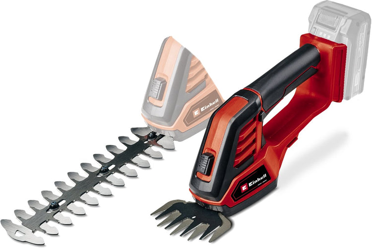 Einhell Akku-Rasen-Heckenschere GE-CG 18 100 LI Solo – Power X-Change – 18 V Li-Ion – Schnittbreite Grasschere: 10 cm – Schnittbreite Heckenschere: 20 cm – exkl. Akku und Ladegerät