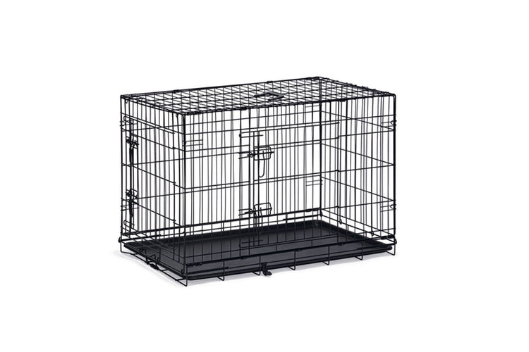Beeztees Hundebox l – Bank – 2 Türen – faltbar – schwarz – 91 x 61 x 66 cm