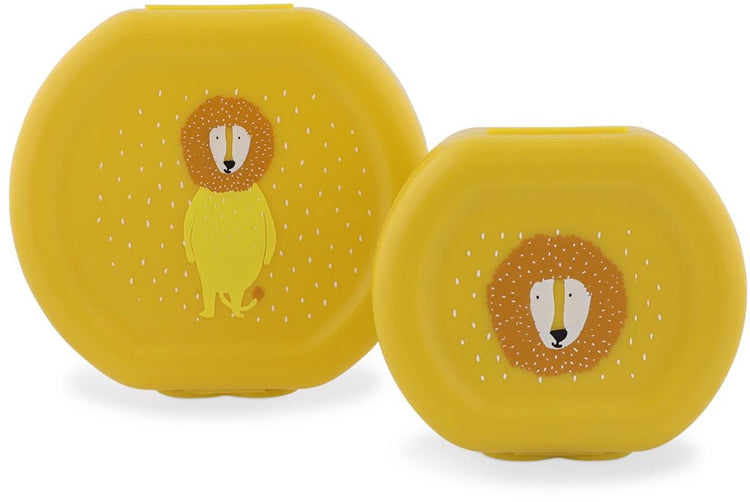 Trixie Set aus zwei Snackboxen mit Clip – Mr. Lion – leicht zu öffnen – BPA-frei – für die Schule und unterwegs