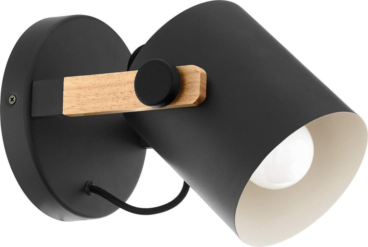Eglo Wandleuchte aus Hornholz – 1 Licht – ø17 cm. - E27 - schwarzes Holz - FSC-Holz