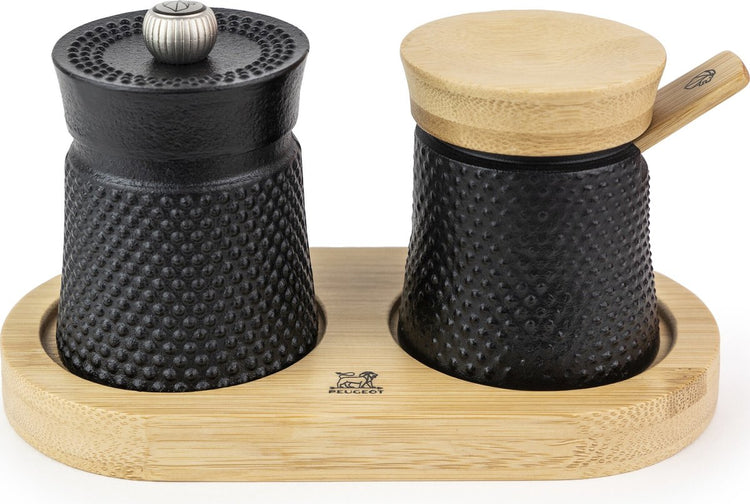 Peugeot Bali Fonte Salz- und Pfefferset 8 cm – schwarzes Holz – Gusseisen