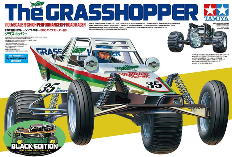 Tamiya Modellbausatz Militärfahrzeuge – 47522 RC Buggy – The Grasshopper – Black Edition RC Kunststoff – 1:10 – Modellbausatz