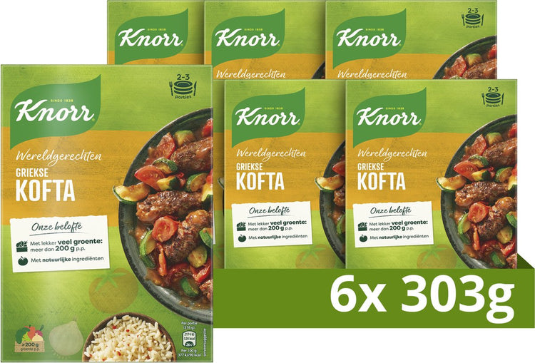 Knorr Weltgerichte Kofta – Griechisch – schnell, einfach und mit viel Gemüse – 6 x 303 g