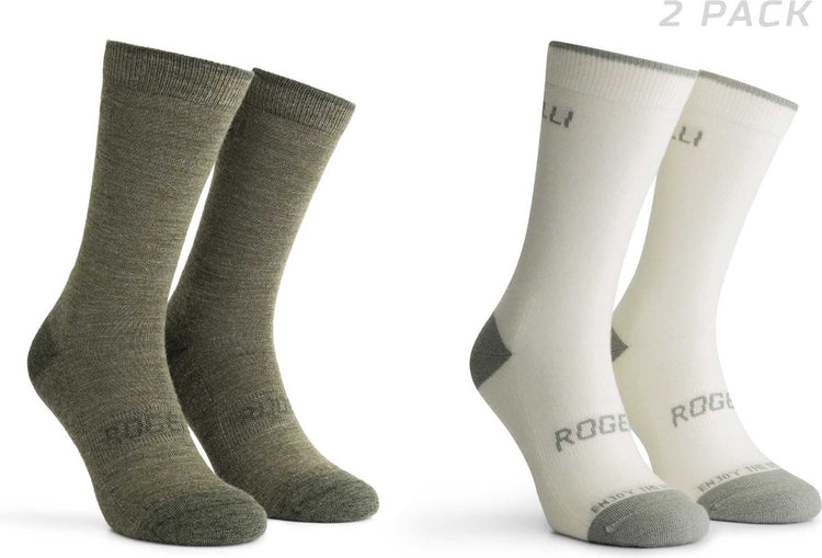 Rogelli Radsocken aus Merinowolle – 2er-Pack – Grün Taupe – 36 39