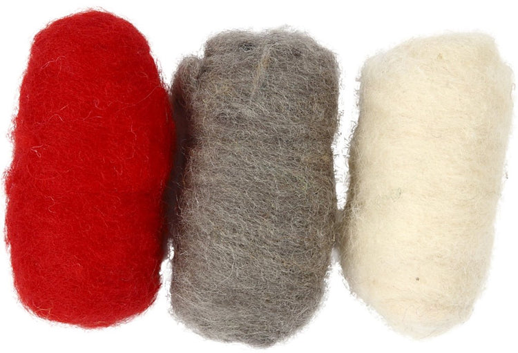 Creativ Company kardierte Wolle, Rot-Weiß-Harmonie, 3x10 gr 1 Box