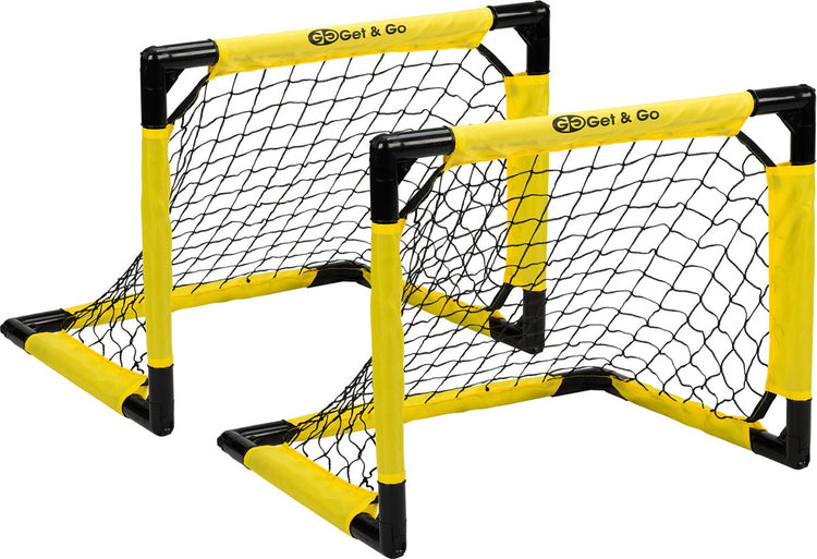 Get go Fußballtor faltbar 2er Set - 55x44x44 cm - Fußballtor für Kinder - Schwarz Gelb