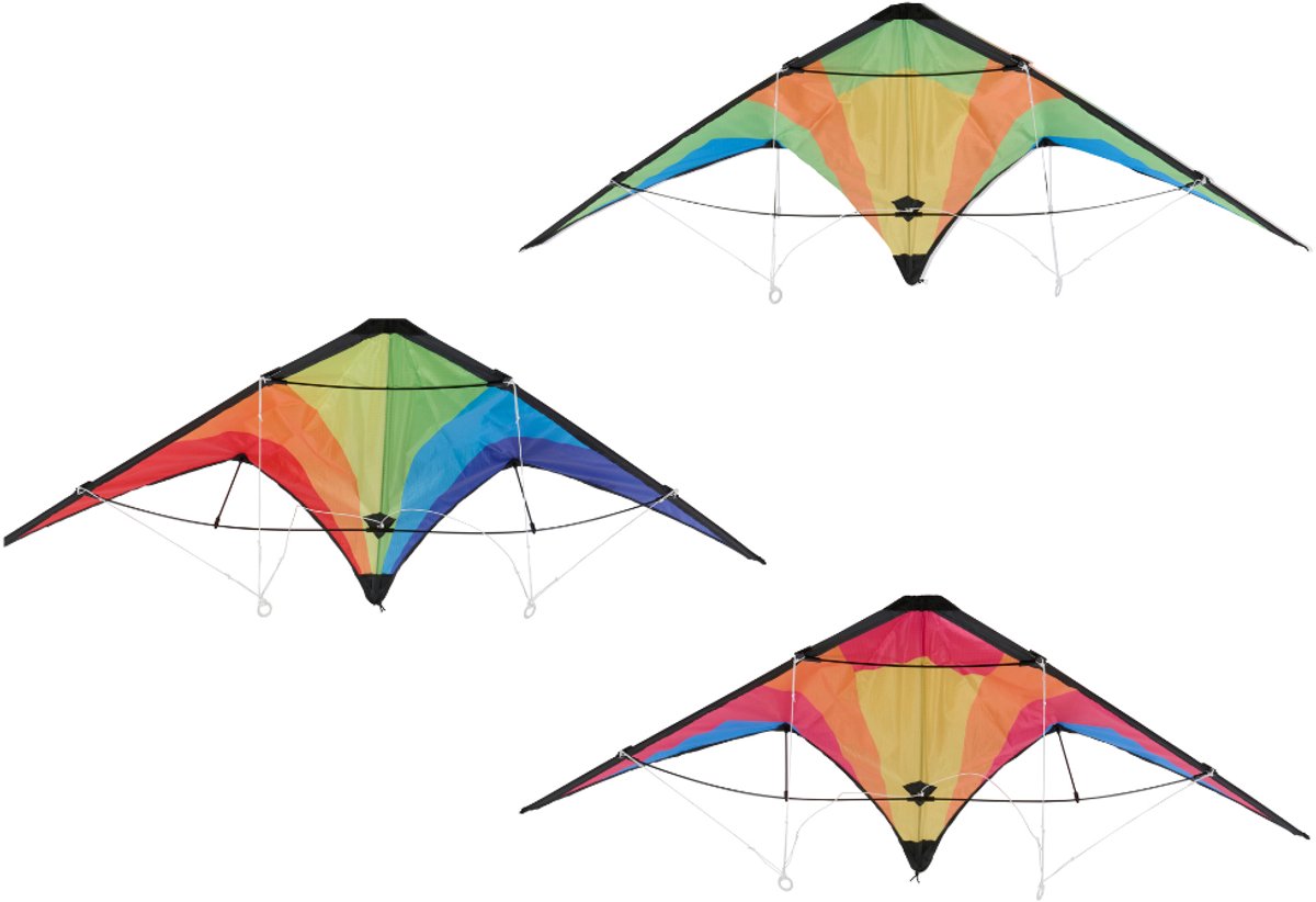 Eddy Toys Lenkdrachen – Lenkdrachen mit 2 Leinen ca. 50 m - Lenkdrachen aus 100 % Polyester - ca. 120 x 60 cm – sortiert – 1 zufällige Farbe