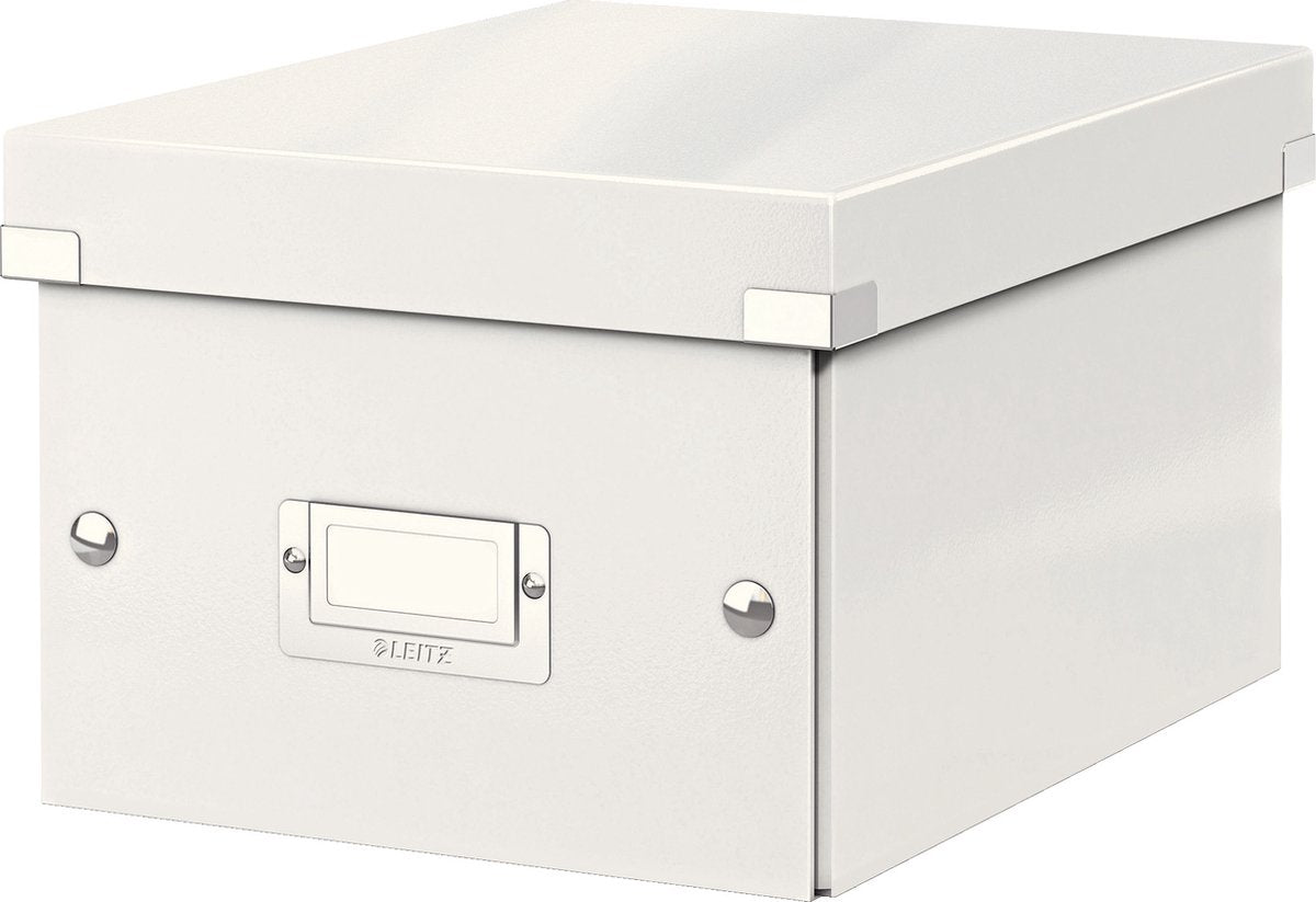 Leitz Wow Click Store kleine Aufbewahrungsbox – 84 % recycelter Karton – 22 x 28,2 cm (BxHxT) – für A5-Formate – weiß