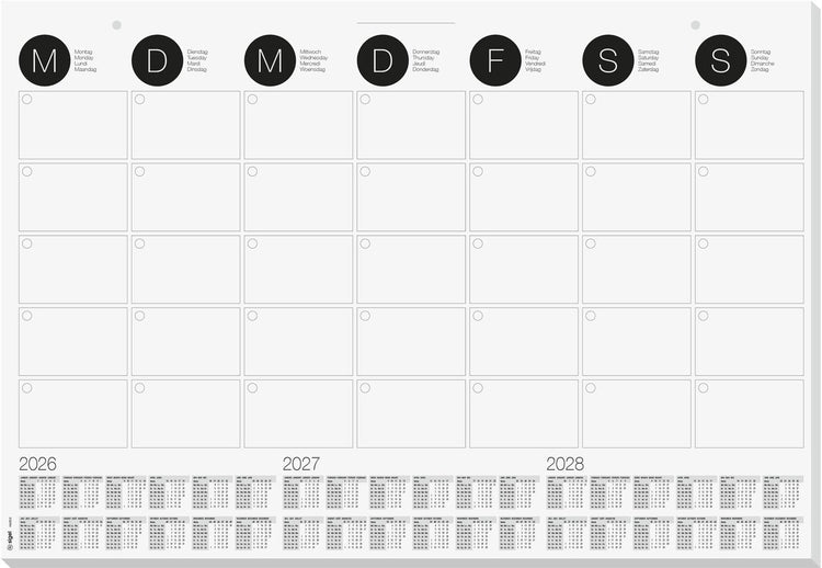 Sigel Schreibtischunterlage – auch als Wandkalender verwendbar – Größe A2 – mit Kalender 2026 2027 2028 – si-h6550