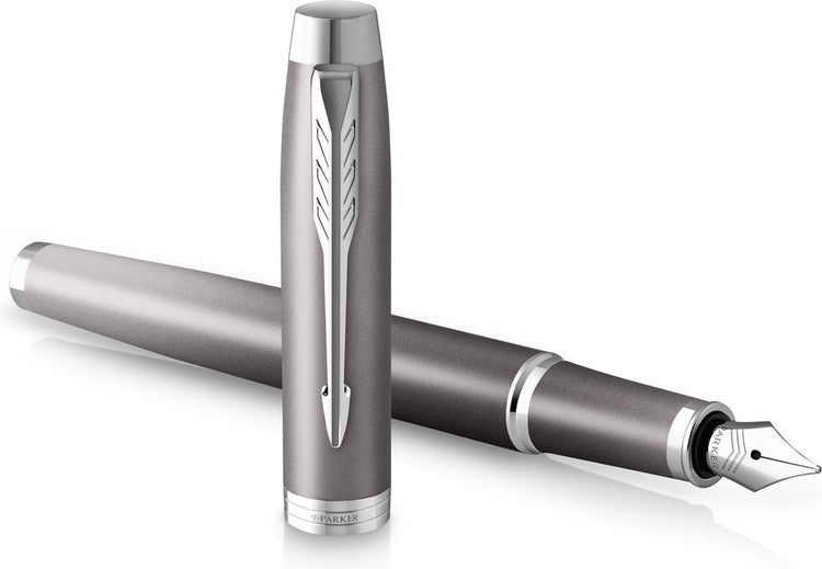 Parker, ich schreibe Rituals Füllfederhalter | graues Finish mit Farbverlauf und Chromdetails | mittlerer Punkt | blaue Tinte | mit Geschenkbox