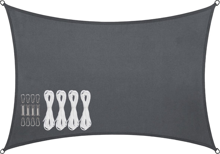 Abbey Camp Schattentuch – Pes – 3 x 4 m – Grau – Sonnentuch – Edelstahlringe – Sonnenschirm