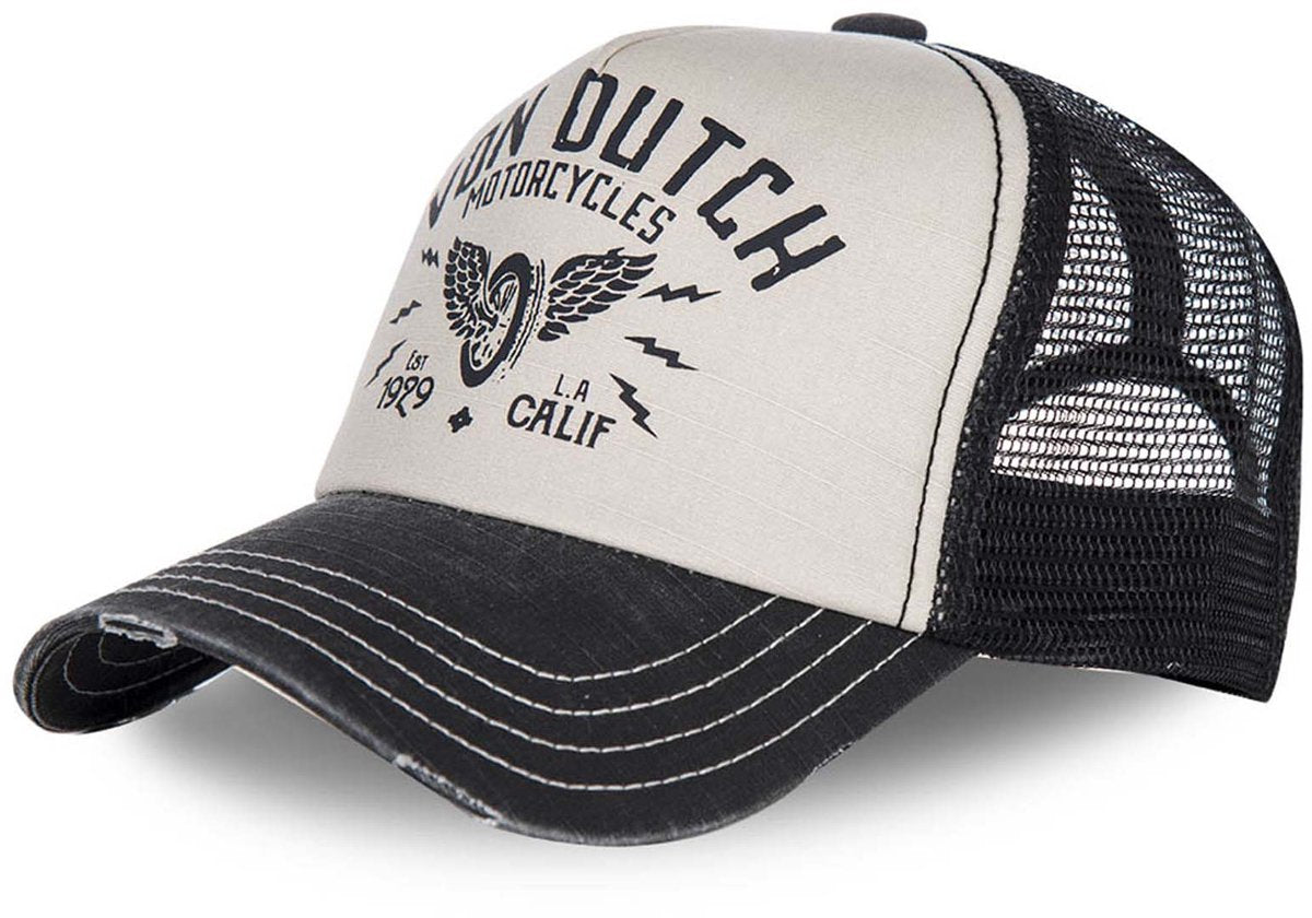 Von Dutch – Snapback Trucker Cap Crew2 | Einheitsgröße | verstellbar | Schnappverschluss – schwarz und weiß