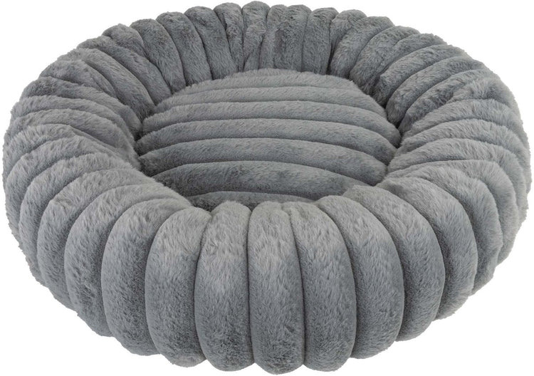 District 70 Ribba – luxuriöses rundes Katzenbett aus Cordplüsch – grau – 45 x 45 x 15 cm